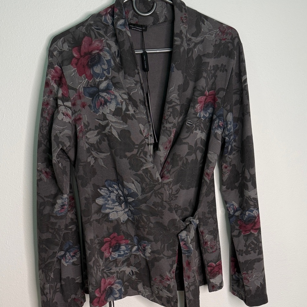 Luca Vanucci Women’s Floral Wrap Sweater Cardigan Size M New With Tags